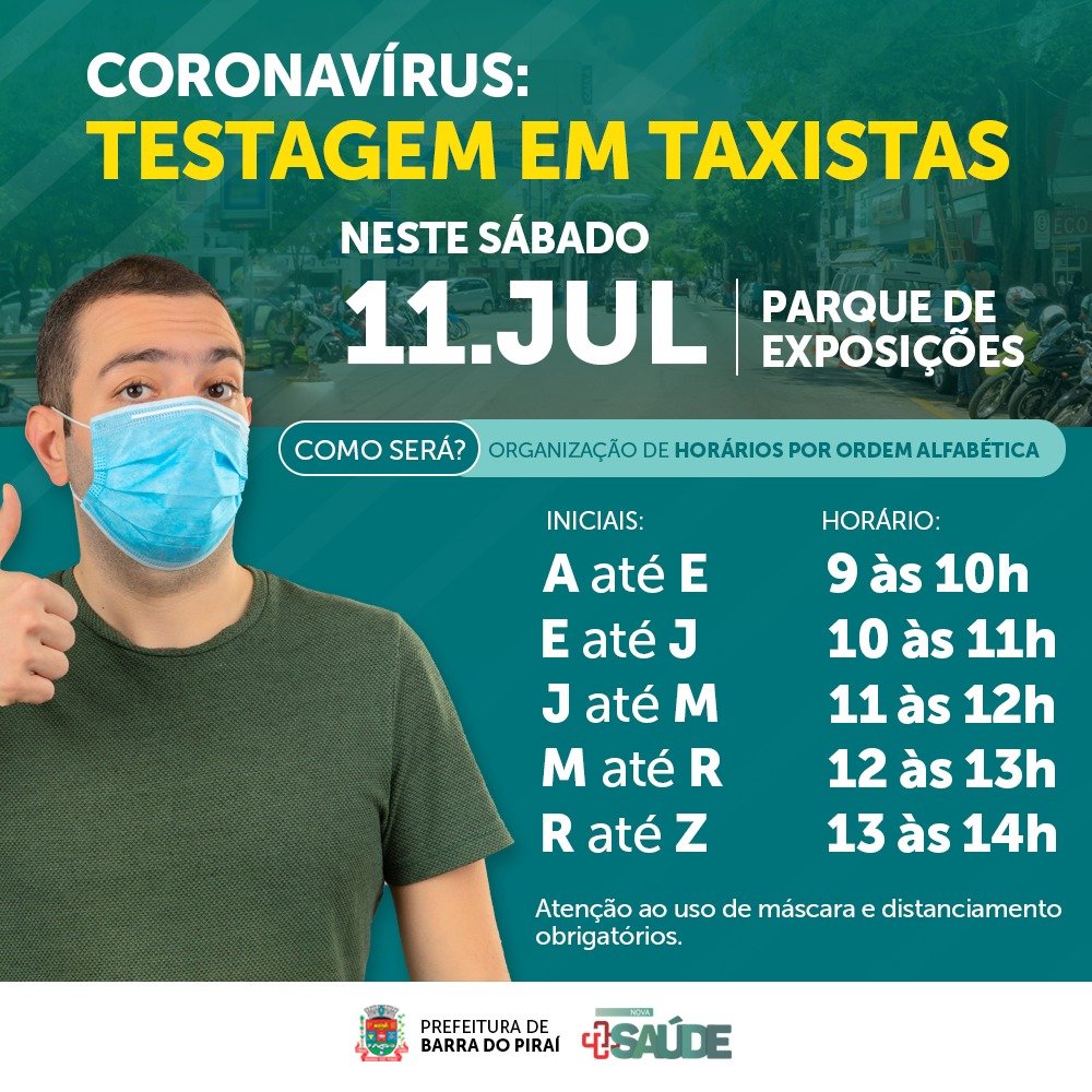 testagem em massa para taxistas